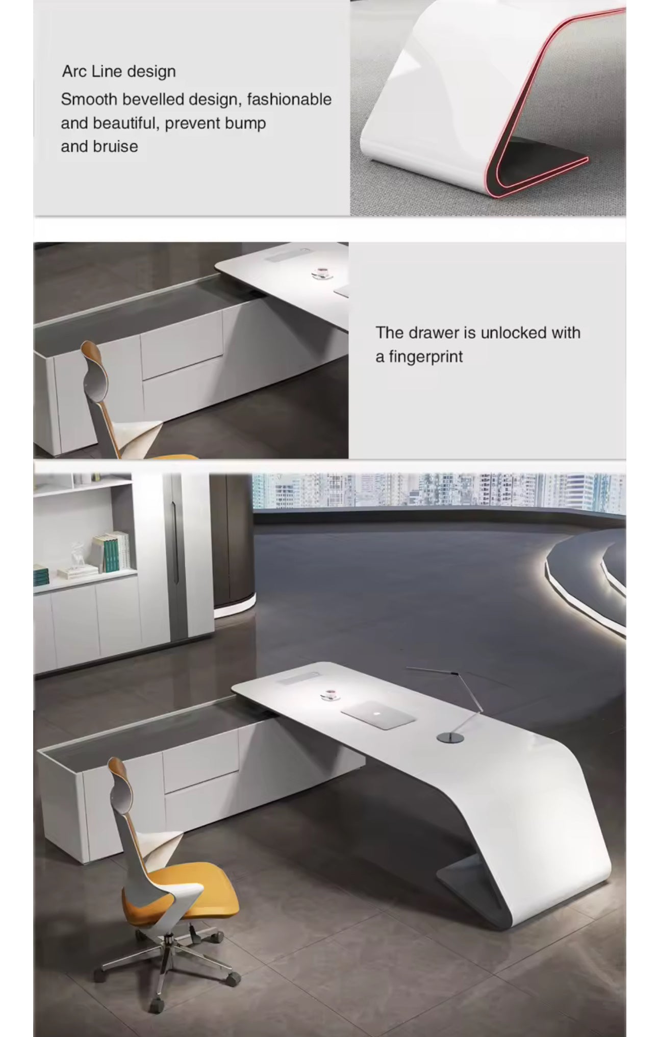 Modern CEO Manager Desk Stylish Lacquered Office Desk & Chair Various Options - PreOrder Sales Now Available!