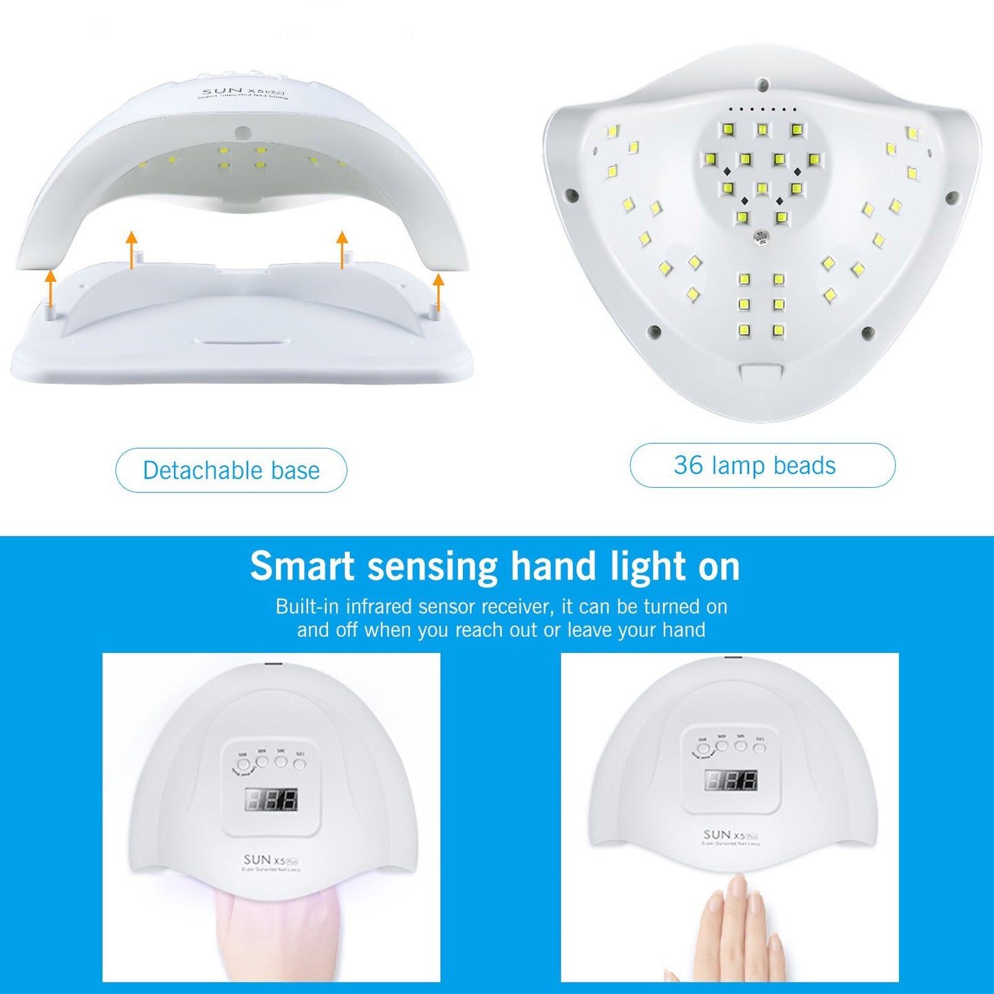 Sun 5S Professional Gel Polish UV/LED Nail Dryer Lamp 72W ( 30 LED Beads )