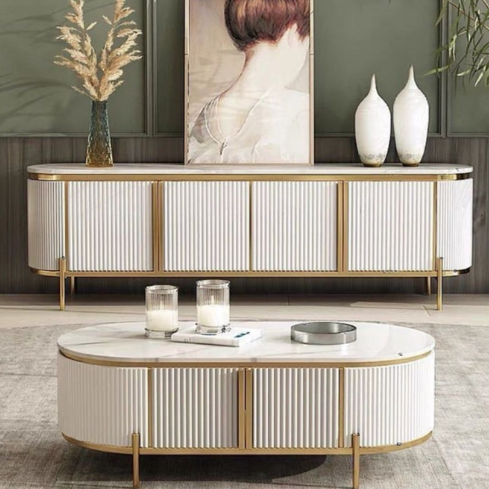 MFurn Primo Collection TV Stand & Coffee Table Combo 2pc Set