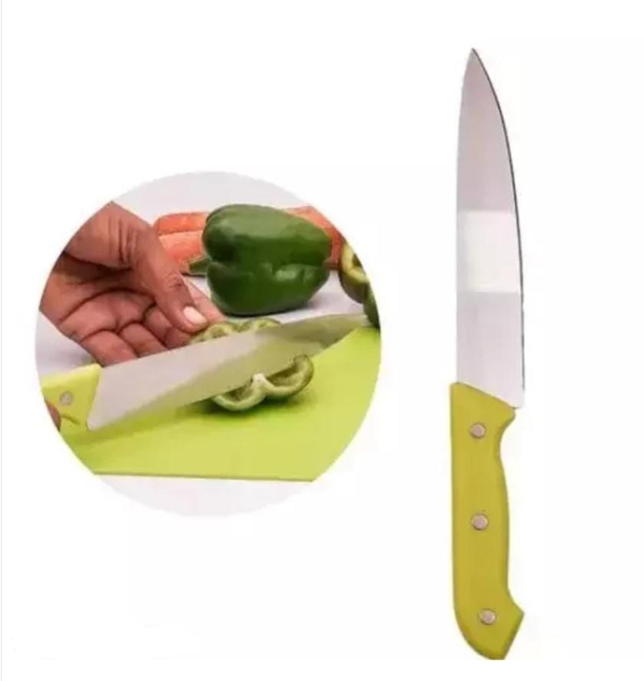 Prolific Chopping Board with 5pc Knife Set Green Only