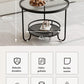 MFurn Coffee Table with Storage Shelf – Metal & Glass, Black