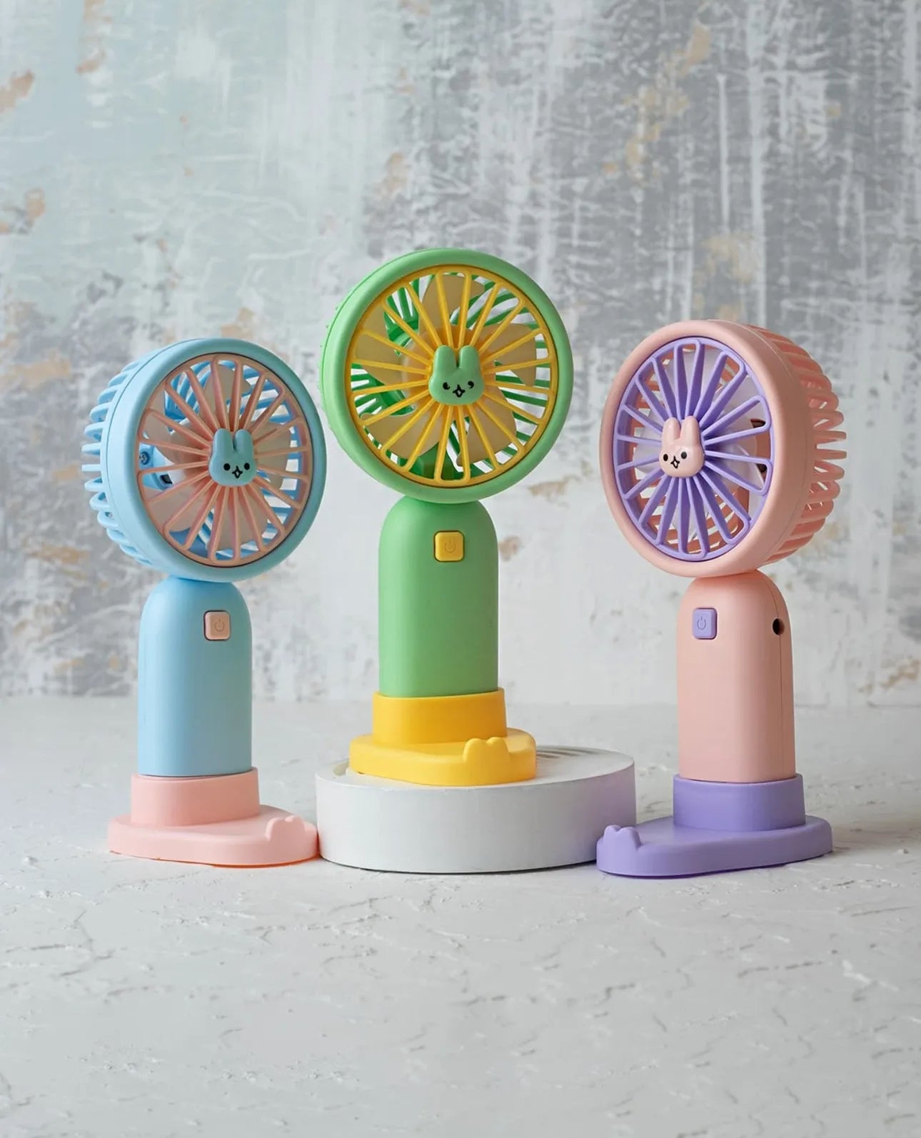 Mini Fan With Mobile Phone Holder USB Charging-Various Colours