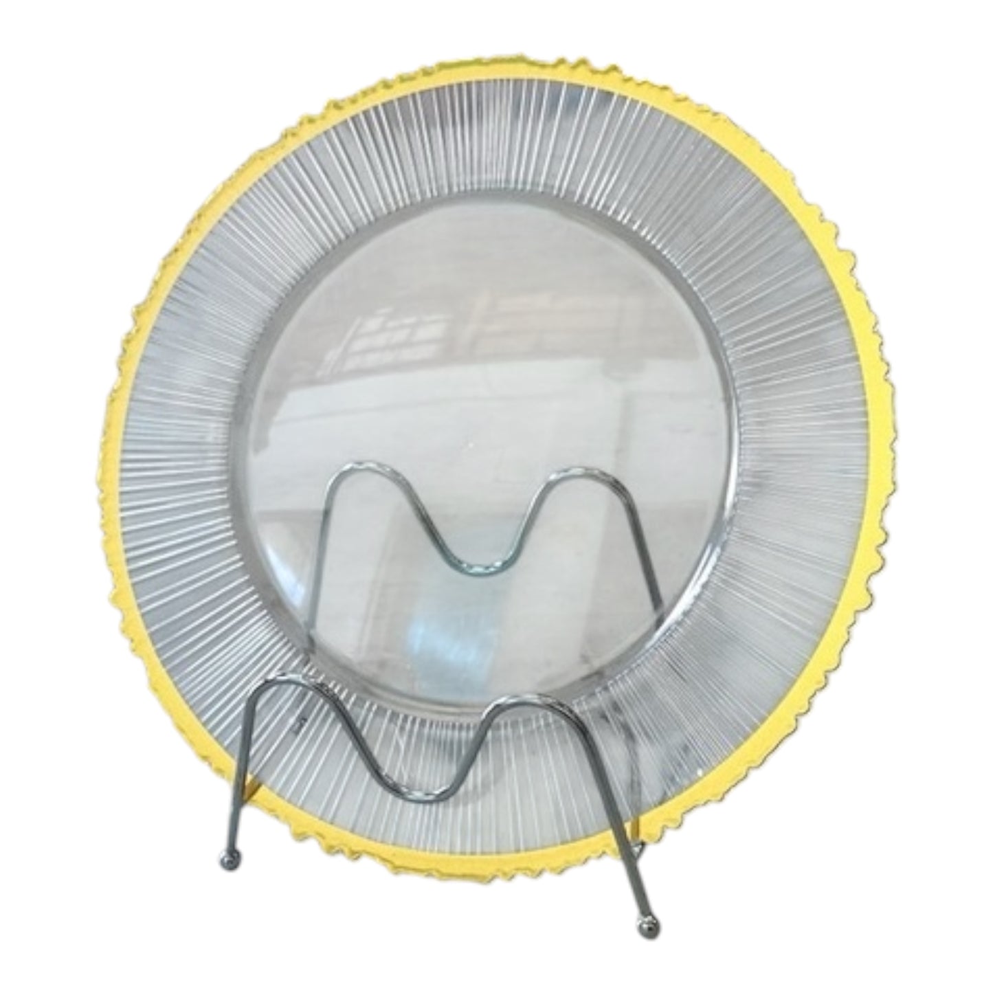 MHome Acrylic Clear Under Plates with Gold Edge Plastic Round Decorative Dinner Plates for Wedding, Event & Table Setting 6pc Set