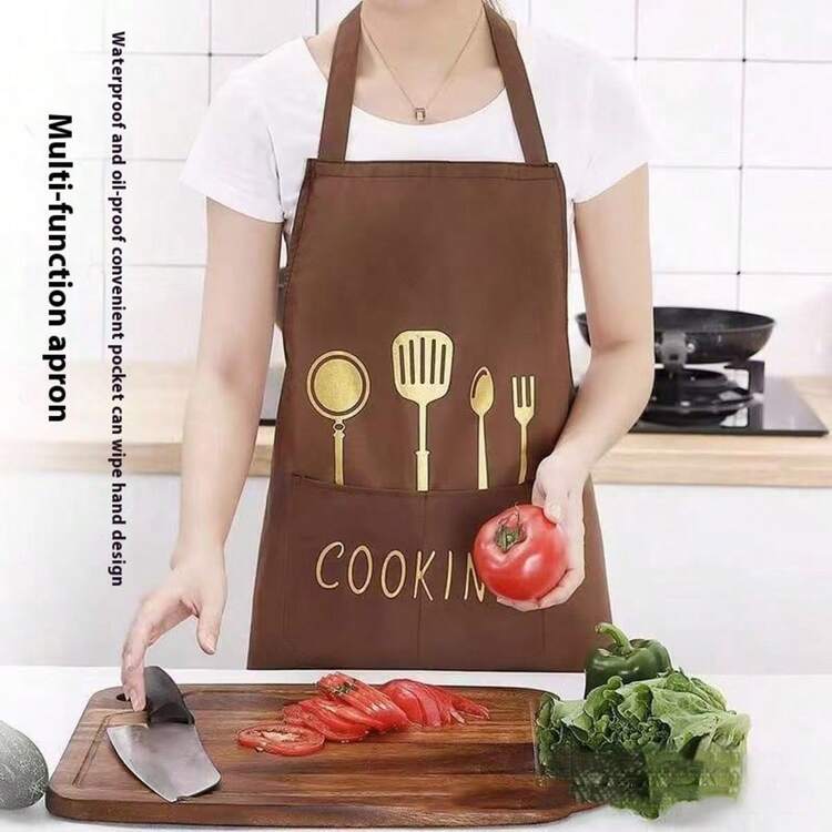 MHome Waterproof Kitchen Aprons for Women, Cooking Apron for Cooking, Baking, Chefs Apron with Pocket, Premium Aprons as a Gift for Mum, Wife, Girlfriend, Grandma-Various Colours