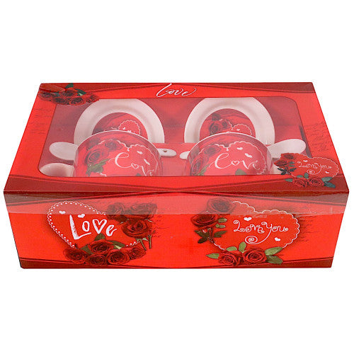 Valentine'S Day Couple Cup Gift Set With Saucer And Spoon