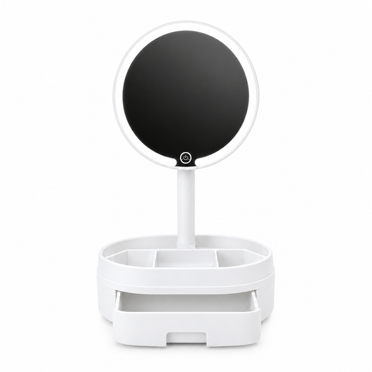 MHome Rechargeable LED Makeup Mirror, 16.5 cm Round, Adjustable Angle