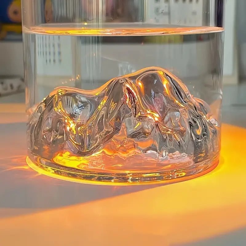 Japanese-Inspired Mountain Whiskey Glass Set – 4-Piece Double-Walled Artistic Glass Cups