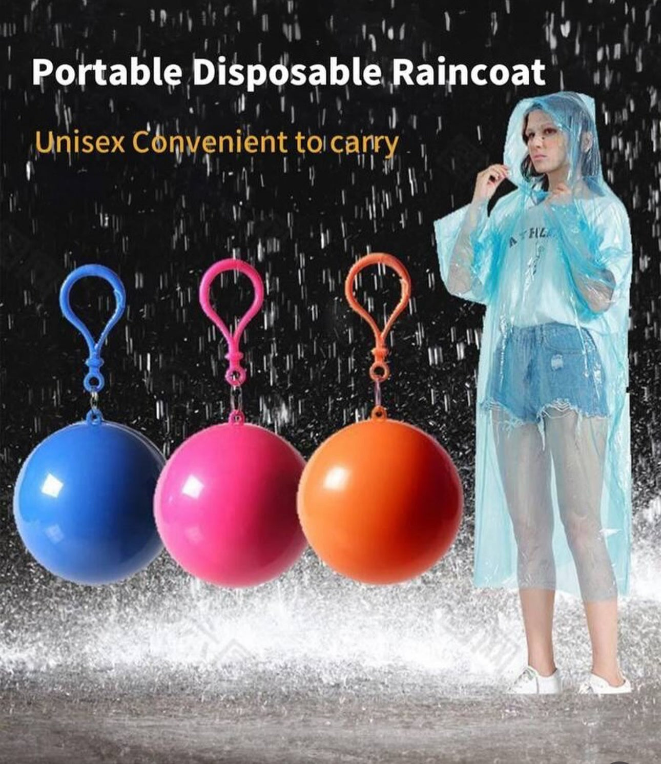 Generic Portable Raincoat Ball Raincoat Emergency Raincoat With Keychain