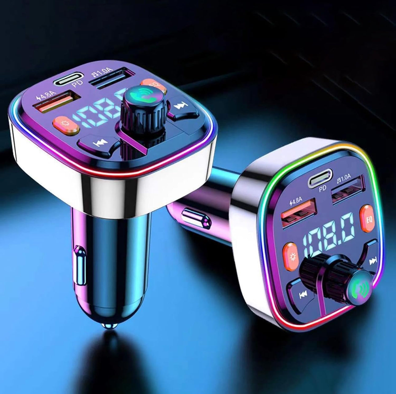 MTech Bluetooth FM Transmitter Fast Charging Support USB Disk PD 2 USB Port Type C
