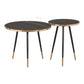 MFurn 2pc Round Modern Coffee Table Set – Black/White with Gold Trim