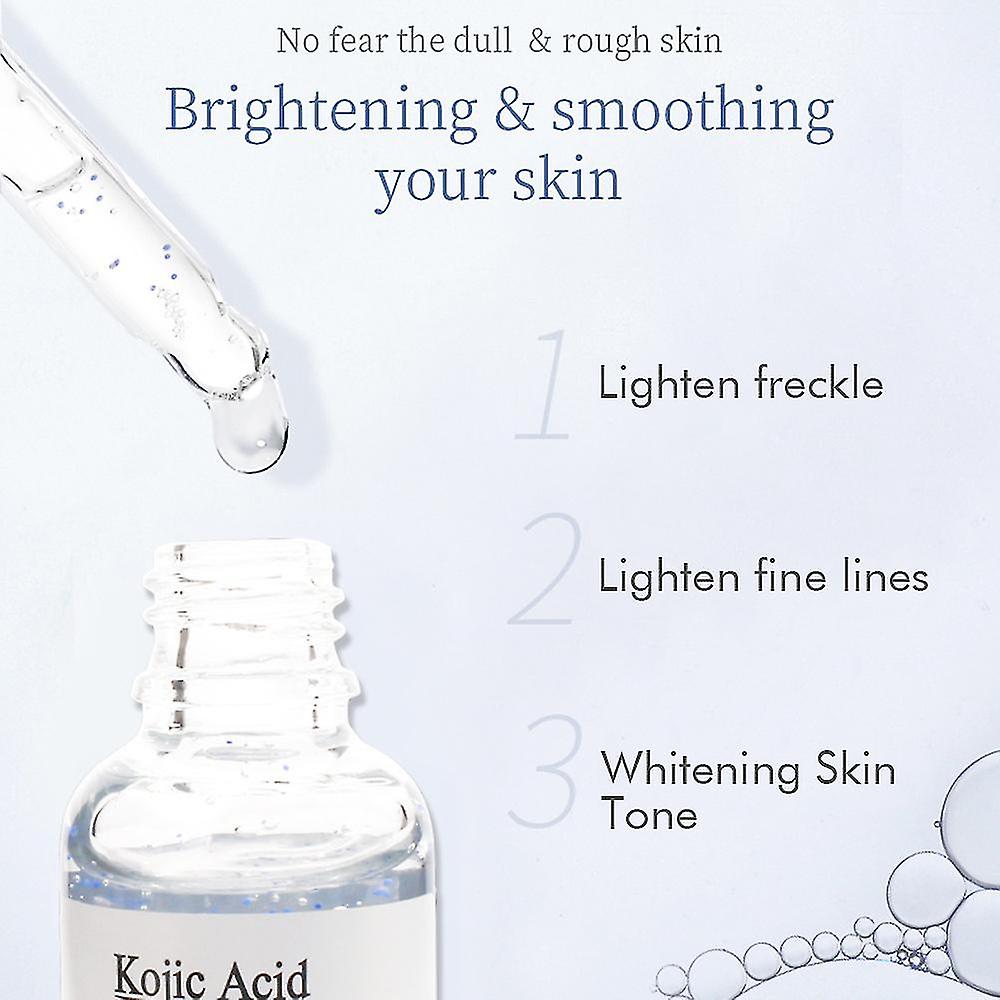 Kojic Acid Collagen Whitening Face Serum Lighten Spots Brightening Facial Skin Essence Fade Dark Spots Remove Freckle Speckle