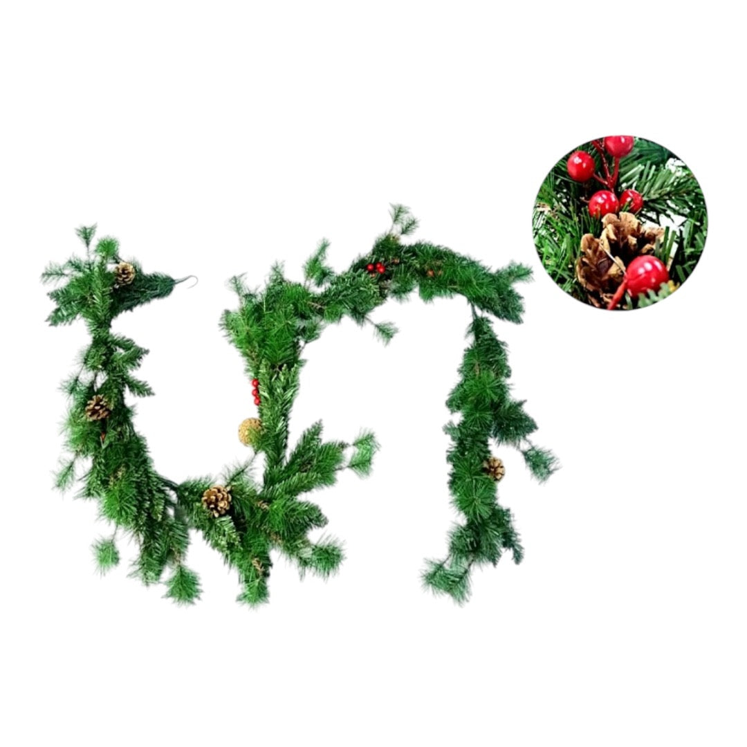 Chrismas Decoration Garland with Pinecone and Red Berries Chrismas Decoration Vine for Indoor Outdoor Decoration Home Fireplace - Various Options