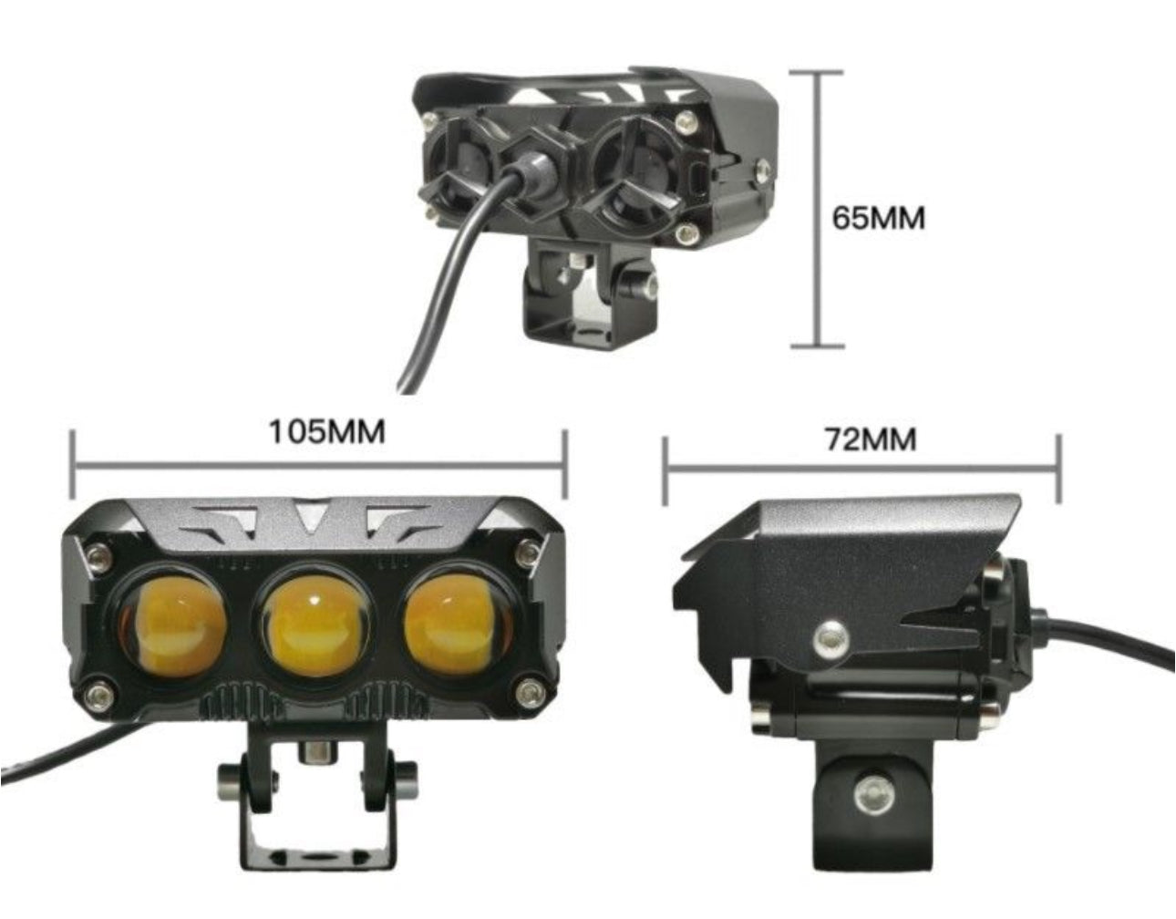Motorcycle LED Spotlights High And Low Beams Two-Color Lens Headlights