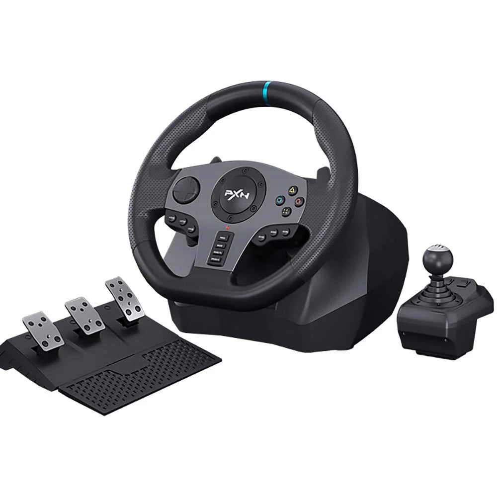 V9 Gaming Steering Wheel 270-900 degree with 3 Pedals and Gear Shifter