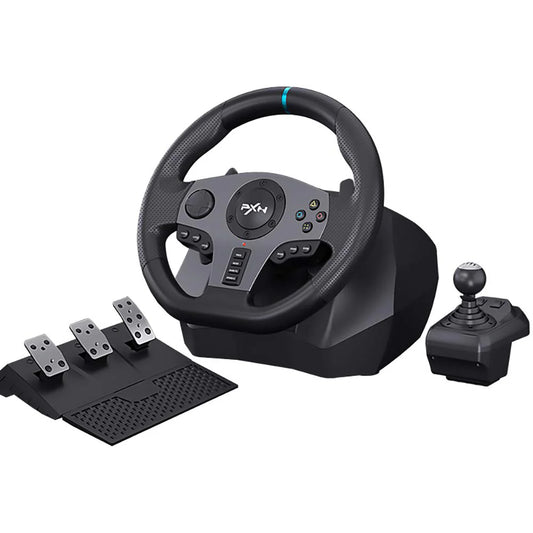 V9 Gaming Steering Wheel 270-900 degree with 3 Pedals and Gear Shifter