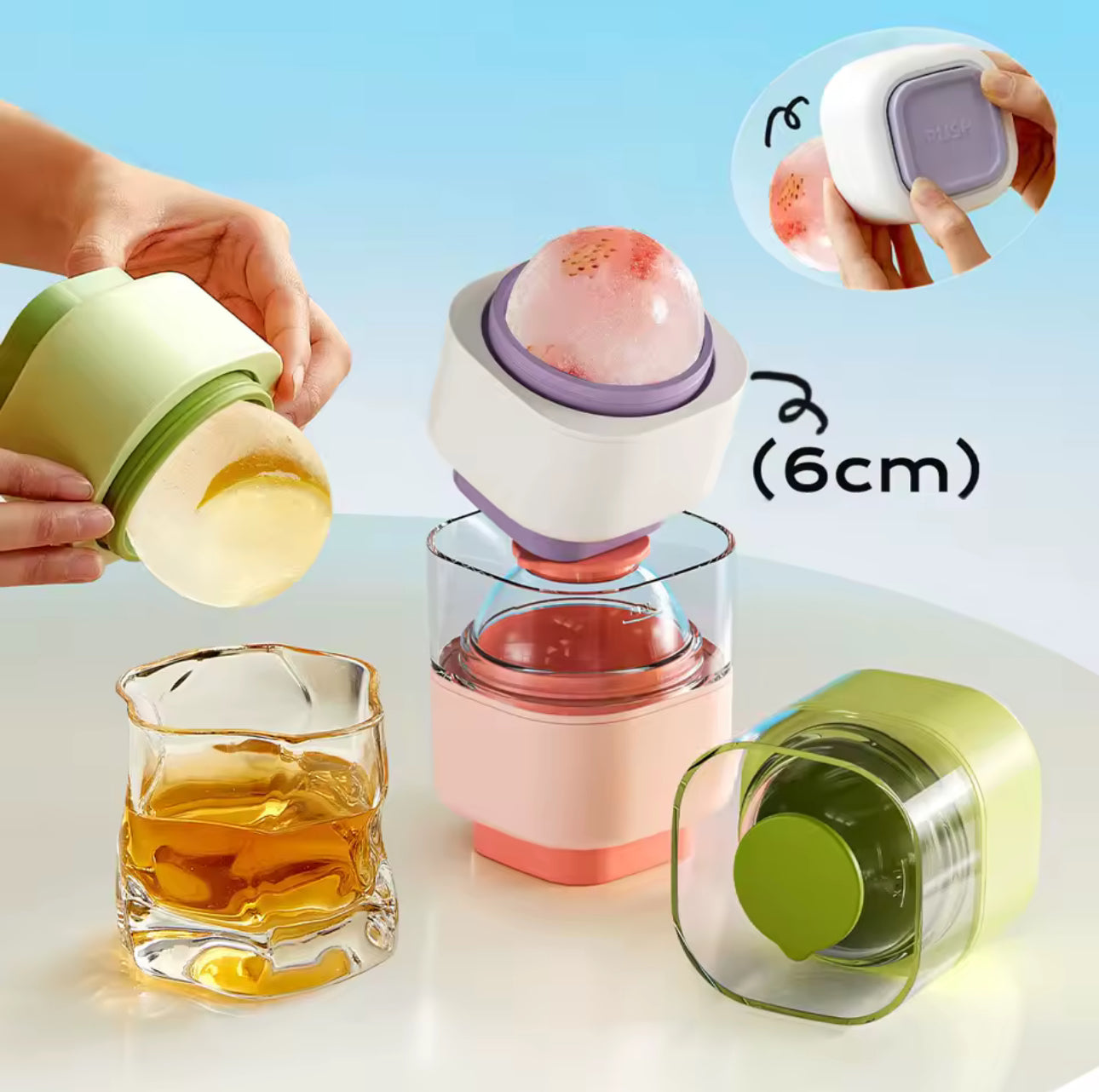 Generic
Large Ice Ball Maker Mold – Sealed Silicone Round Ice Cube Tray with Straw for Cocktails & Cold Drinks, Quick Release
