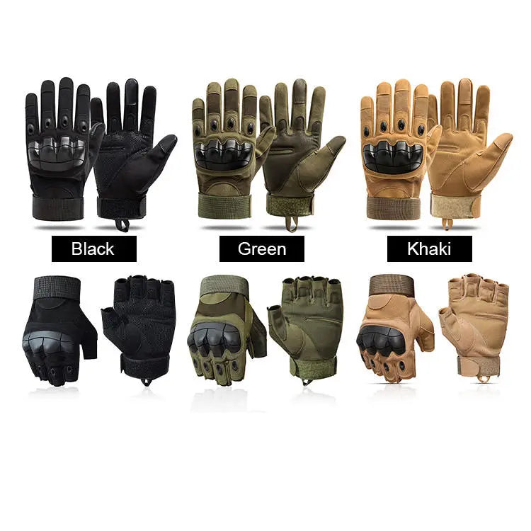 Hard Plastic Protective Half Finger Military Gloves