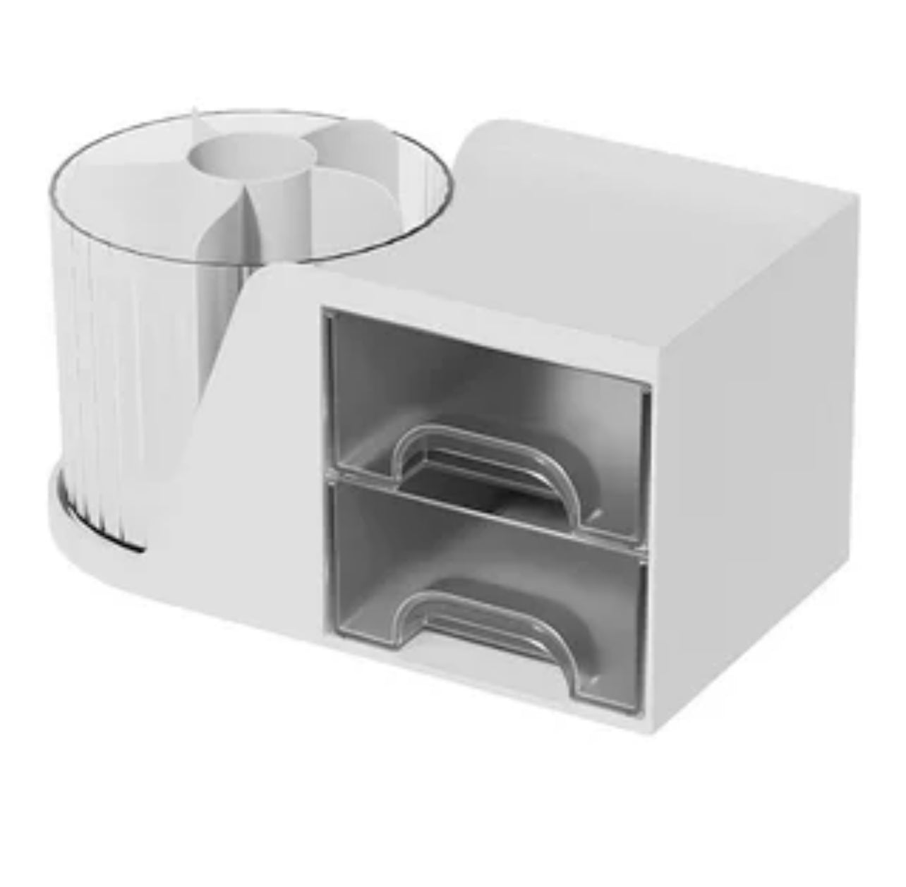 Desk Organizer with 2 Drawer, 360°Rotating Pen Holder for Desk,  with 6 Slots Pencil Organizer + 2 Drawer