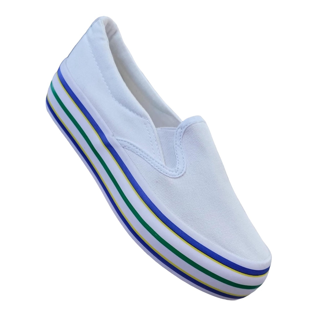 Ladies Multicoloured Slip On Sneakers