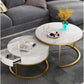 MFurn Living Room End Tables, Firm Durable Sofa Tables Office Living Room Decoration Nesting Tables White Marble/Wrought Iron Frame