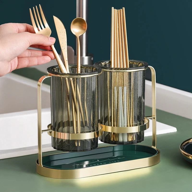 Countertop Kitchen Utensil Organizer Flatware Caddy Drying Rack Basket for Knives /Forks/Spoons/Chopsticks Storage Drying Holder