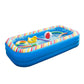 Blue inflatable air mattress on a white background