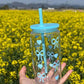 MHome Unbreakable Plastic Tumbler 450ml with Lid and Straw – Bow Print Sipper Glass for Cold Coffee, Juice and Water