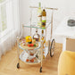 MFurn 3-Tier Rolling Bar Cart – Mirrored Glass Shelves with Wheels