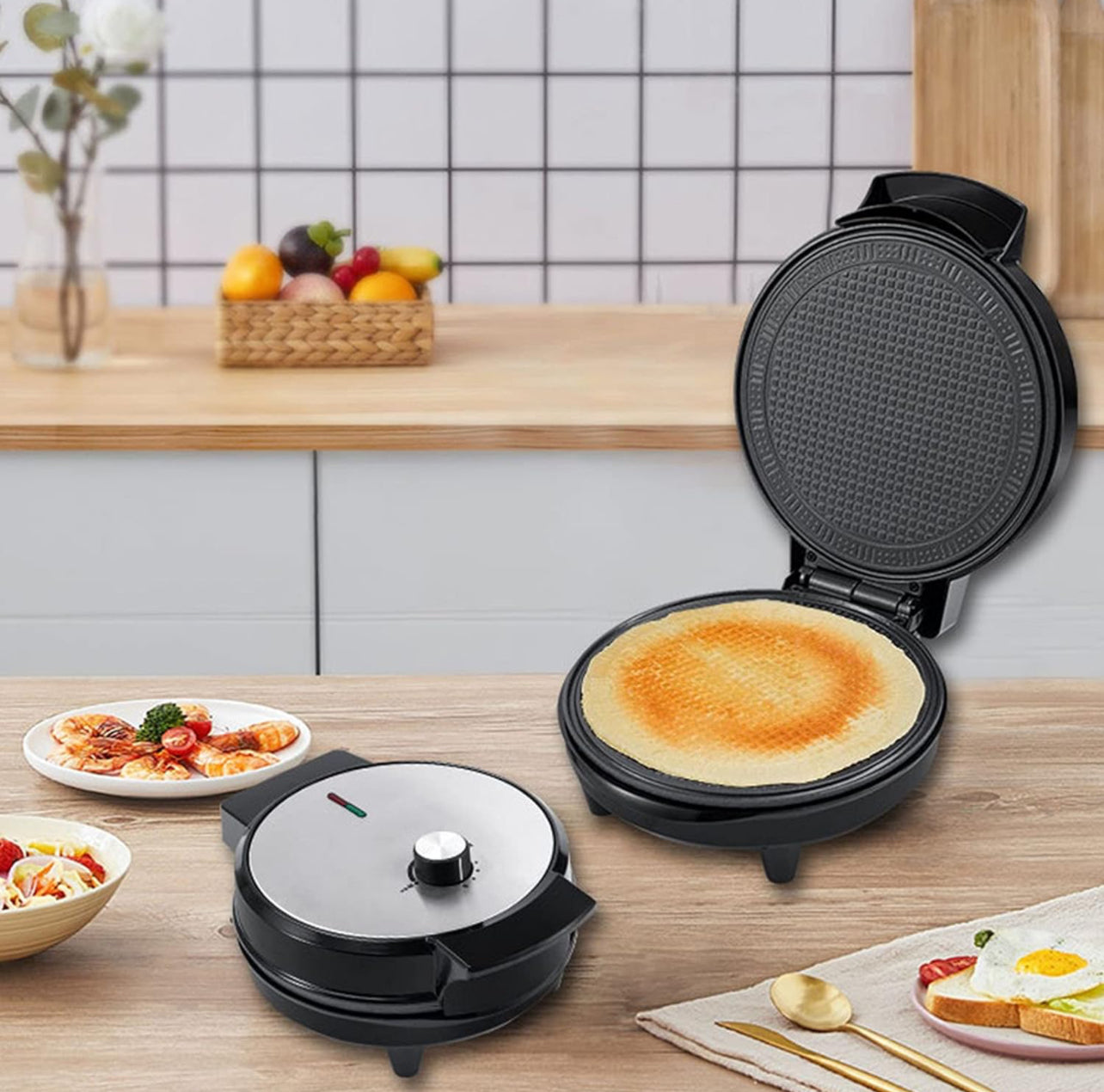 RAF Electric Waffle Cone Maker, Ice Cream Roll Iron Machine, Crispy Crepe Egg Rolls Nonstick Dessert Baking Pan, for Kitchen Cooking