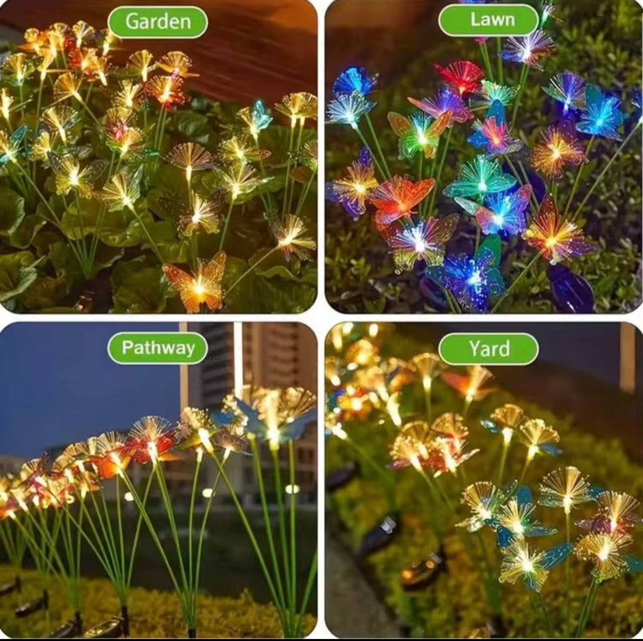 MHome Solar Butterfly Garden Stake Light 2pc