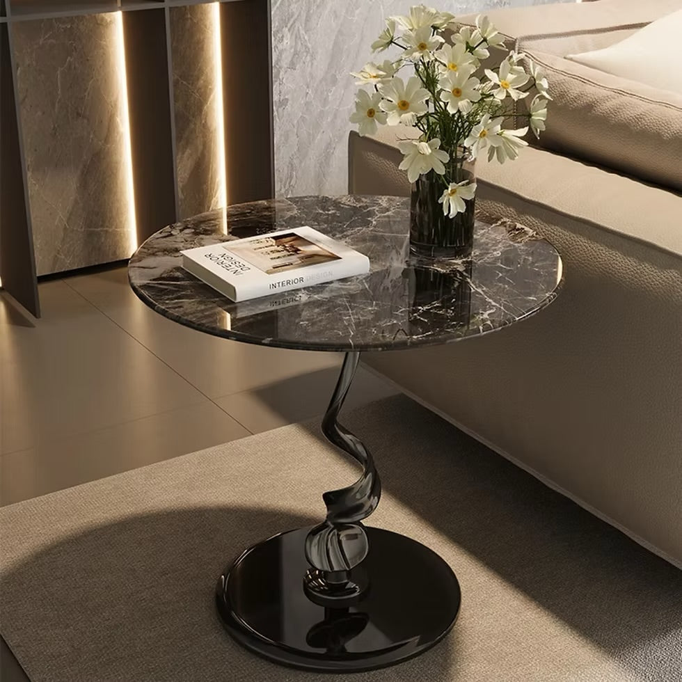 MFURN Marble Side Table | Modern Round Marble Accent Table