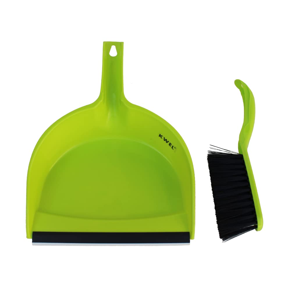 MHome CleanSweep Dustpan And Broom Set With Angled Head And Rubber Lip