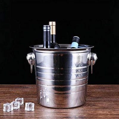 12L Stainless Steel Ice Bucket with Side Handles | Beverage Cooler | Silver
