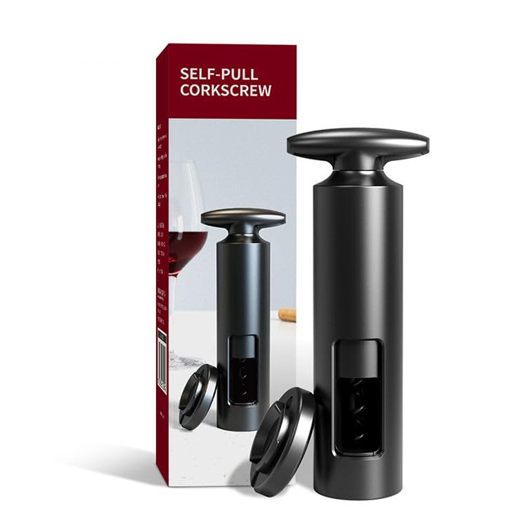 Mhome Self-Pulling Corkscrew Wine Bottle Opener – Manual Stainless Steel & Zinc Alloy Opener with Case