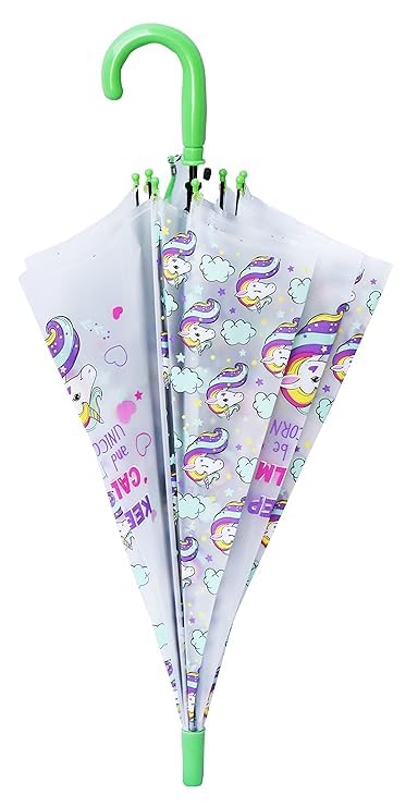 Kids Unicorn Printed Dome Umbrella With Whistle - Various Colors