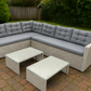 MFurn Marseille 6-Seater Modular Rattan Patio Corner Lounge Set – Grey