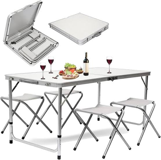 MHome Folding Camping Table With 4 Chairs Set 120x60cm