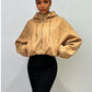 Ladies Oversized Cropped Zip-Up Hoodie-Various Colours