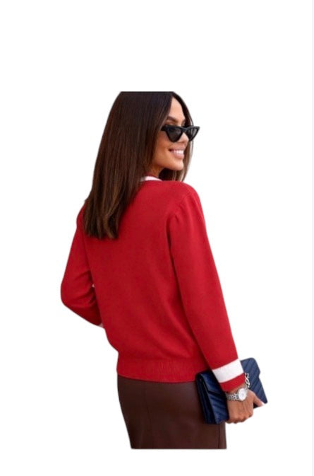 Ladies V-Neck Knitted Cardigan-Various Colours
