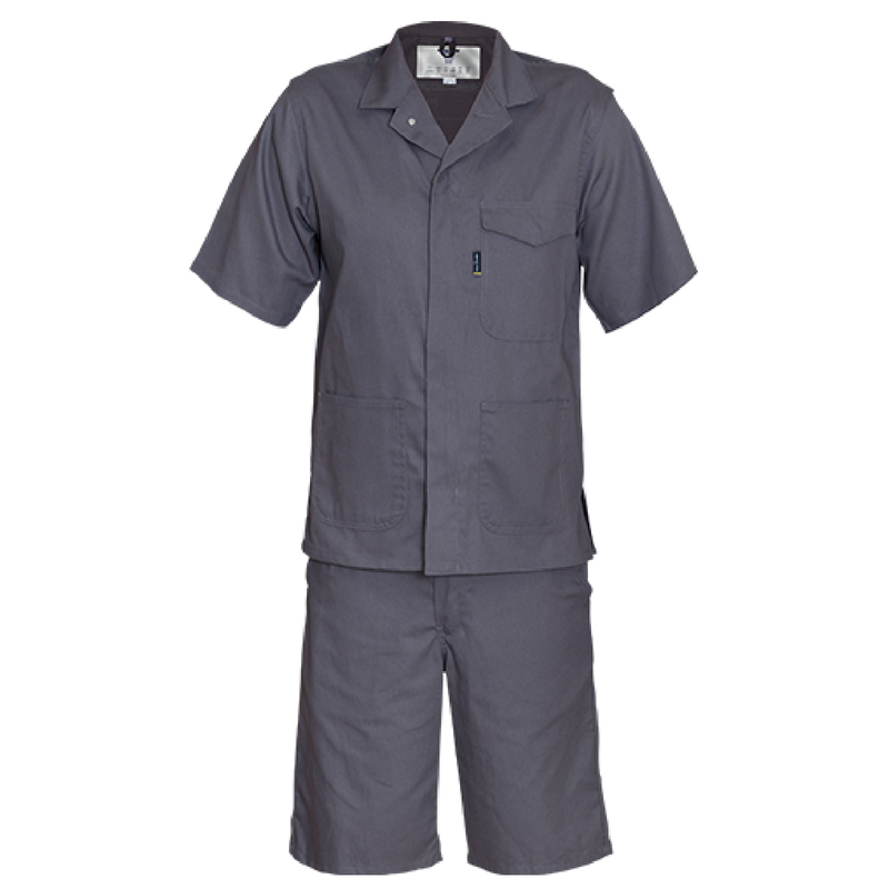 Short Sleeve Two Piece Suit Grey Worksuit
