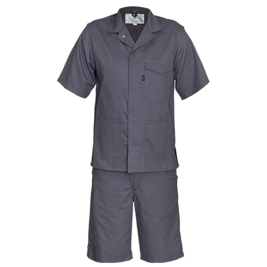 Short Sleeve Two Piece Suit Grey Worksuit