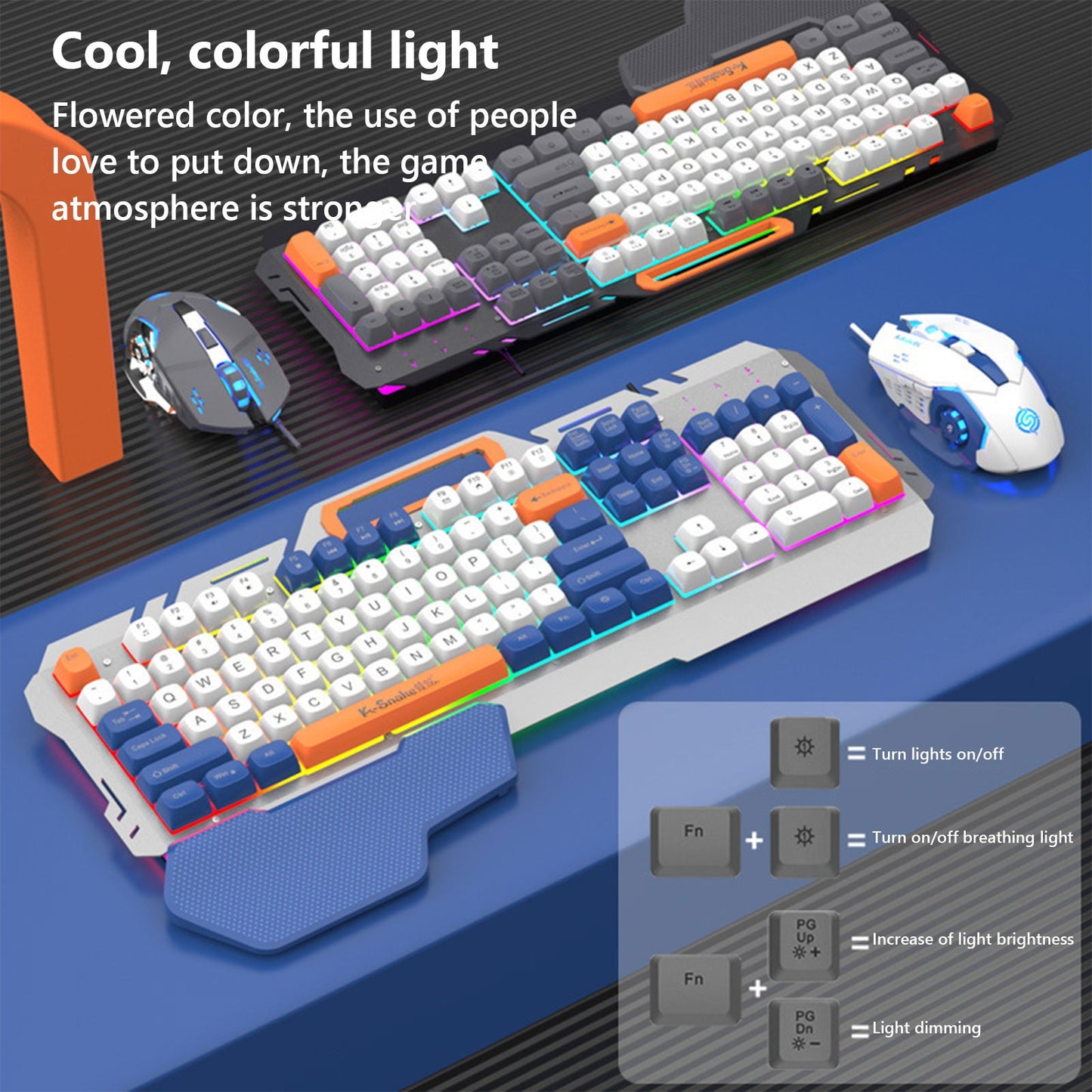 MTech Gaming Keyboard and Mouse Combo – Light-Up Rainbow Design