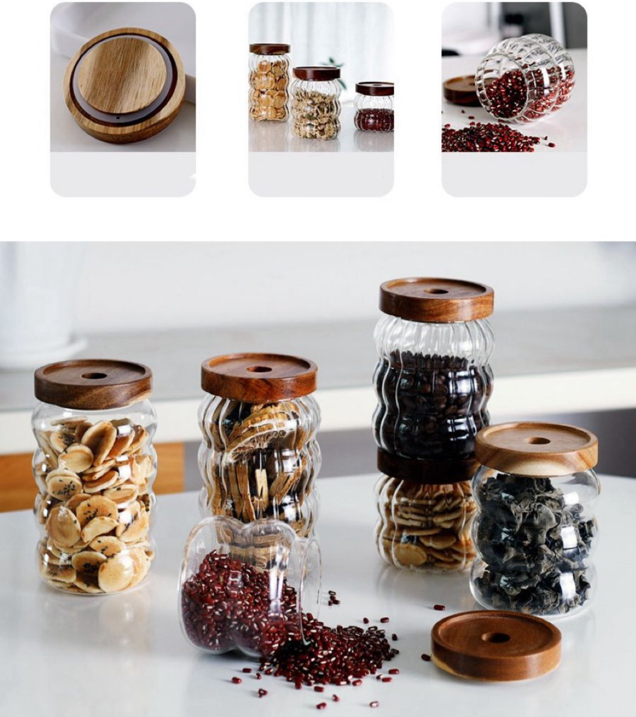 Mason Jars for Pantry Glass Storage With Airtight Lids 3pc