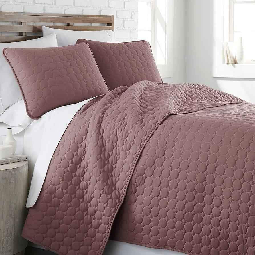 Quilt Set Queen Size, Elegant Square Pattern, Ultra Soft Lightweight Bedspreads & Coverlets, Quilted Bedding Sets 3 Pieces For All Season, 1 Quilt 2 Pillow - Various Colours