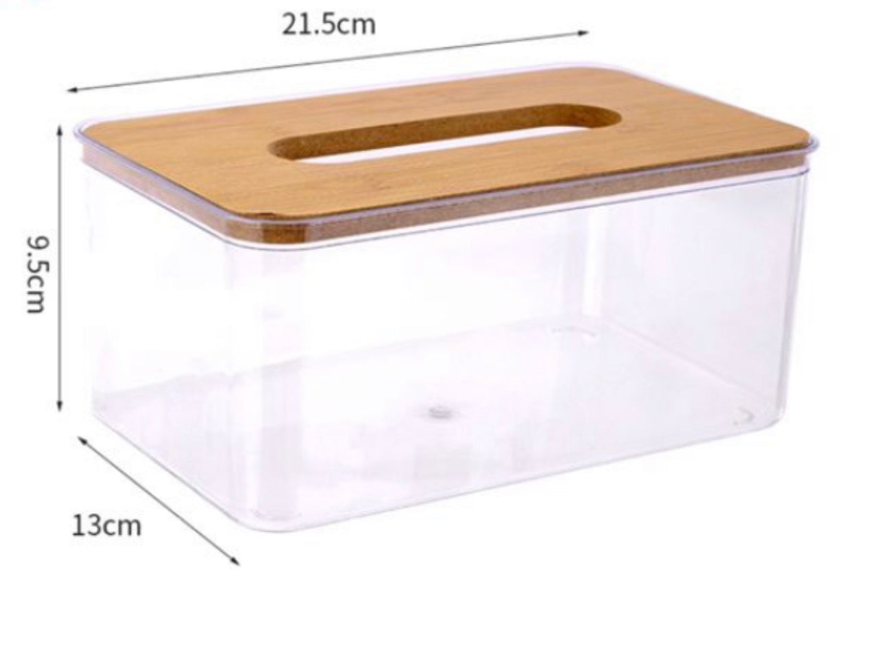 MHome Acrylic Tissue Box with Natural Bamboo Lid