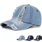 Unisex Ripped Distressed Denim Baseball Cap Trucker Hat Adjustable, Blue or Black Colours