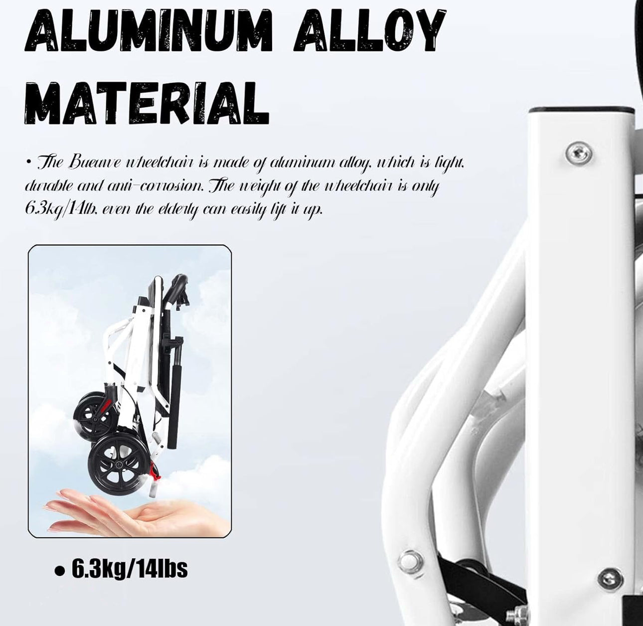 M-Care Ultralight Wheelchair Foldable Lightweight Aluminium Transport Wheelchairs, Extra Narrow With Brake, Travel & Folding Wheelchair