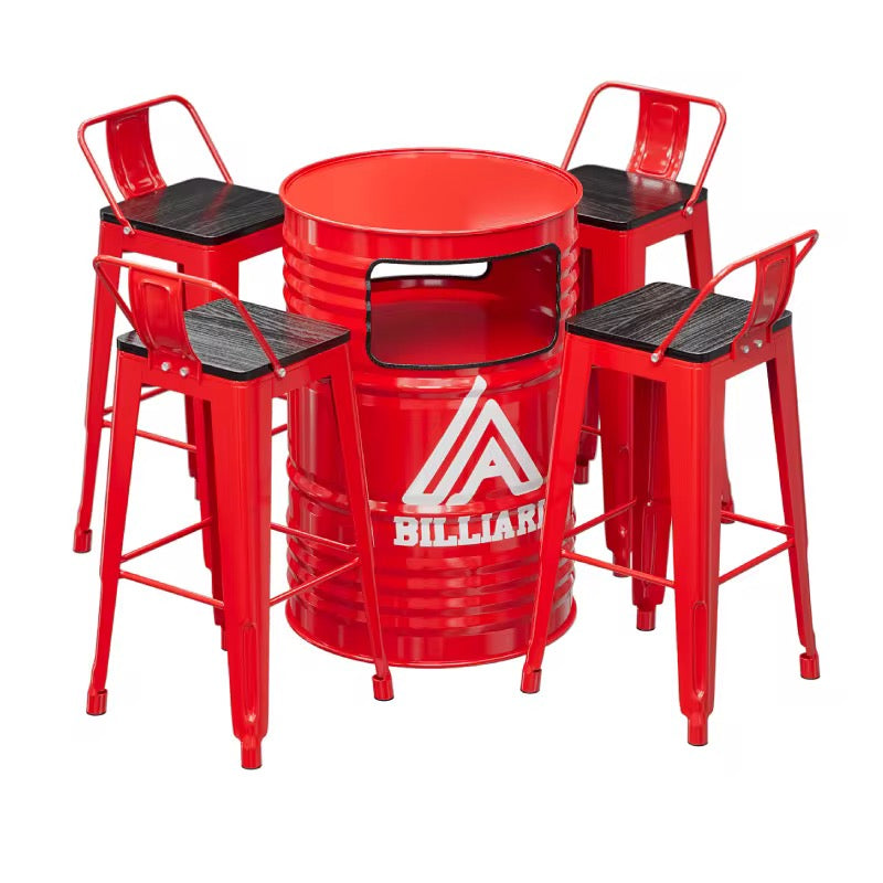 MFurn Modern Industrial Style Barrel Chair Set Round Metal Coffee Table & Oil Drum Furniture for Outdoor Kitchen or Home Bar-Various Colours-Only Available On Pre-Order Sales
