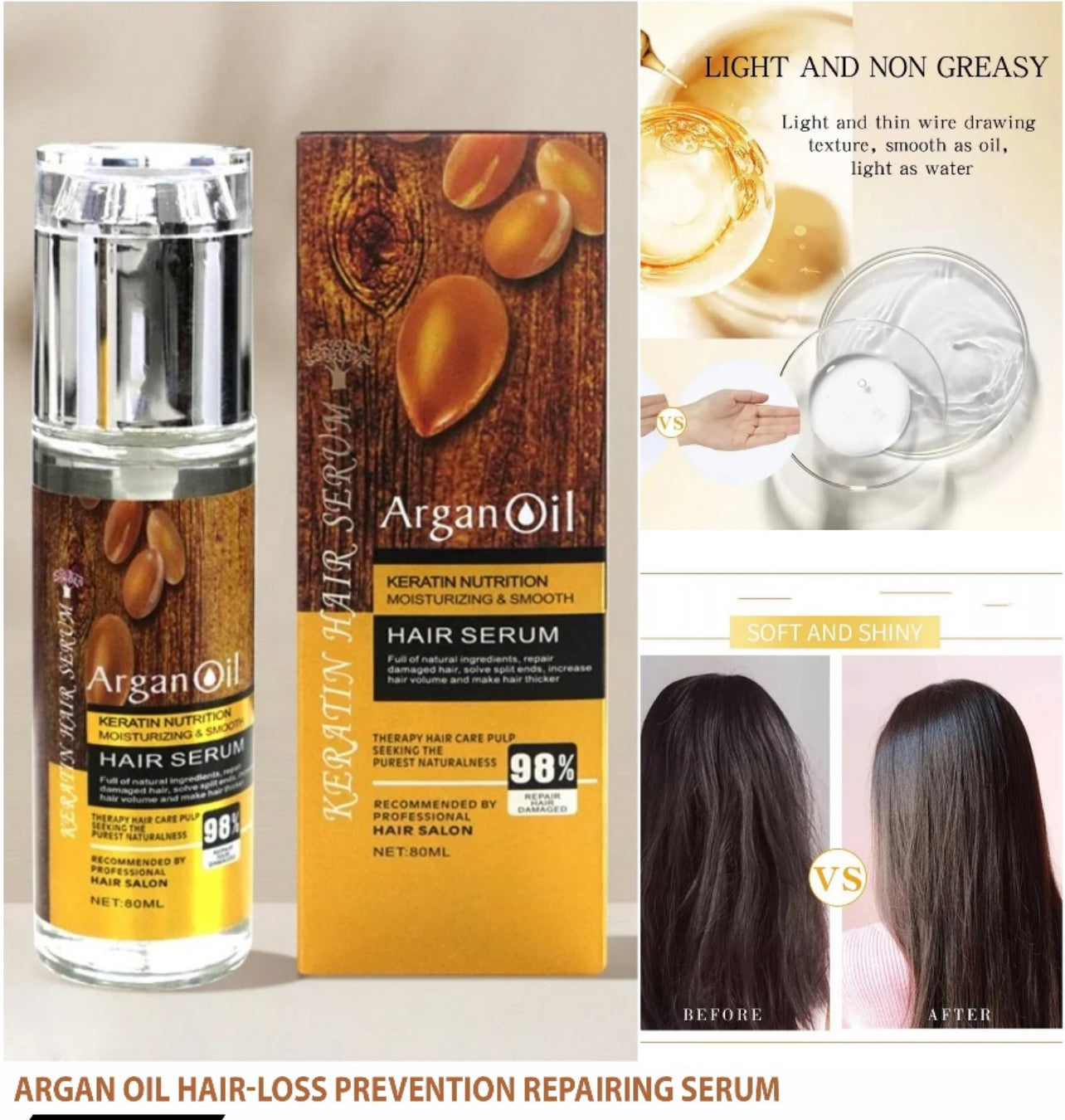 Keratin Hair Serum Argan Oil Keratin Nutrition Moisturizing & Smooth 80ml