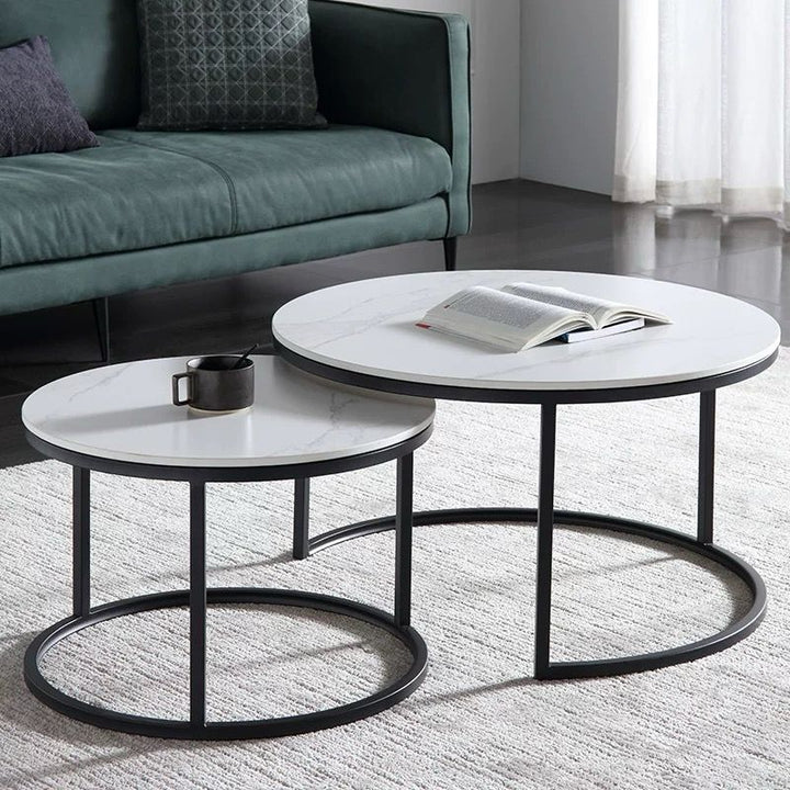 MFURN Round Nesting Table Set 2pc Sintered Top-Various Colours